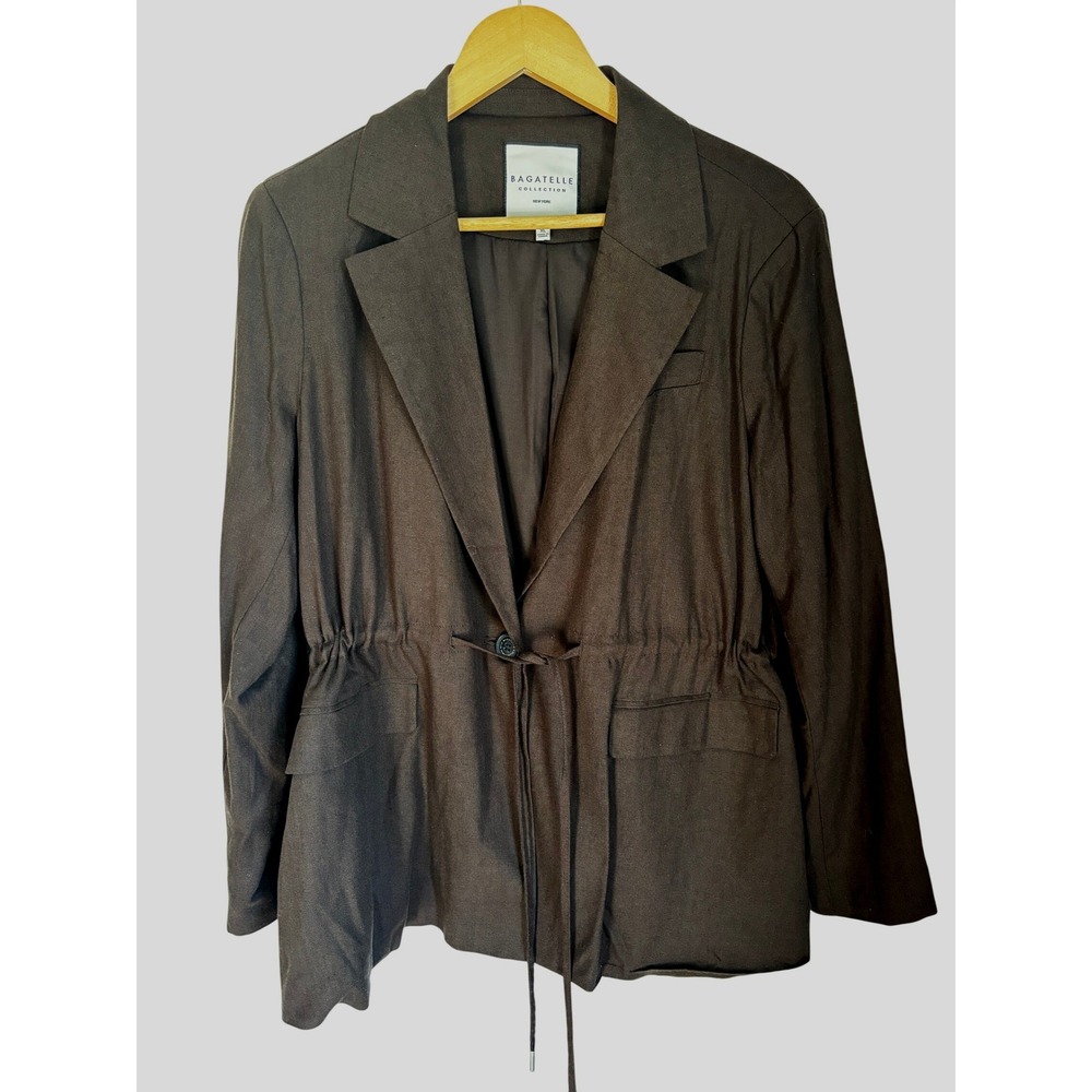 Bagatelle Collection Brown Drawstring Waist Blazer Jacket XL Lapel Business